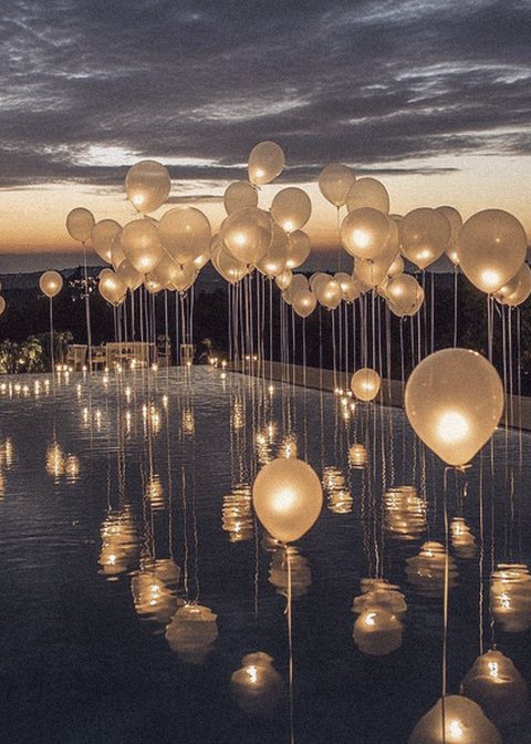 Statement balloon installation at an event